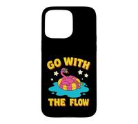 Custodia per iPhone 15 Pro Max Design con fenicottero rosa "Go With The Flow"