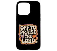 Custodia per iPhone 15 Pro Max Design retrò con scritta "Off To Praise The Lord"