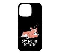 Custodia per iPhone 15 Pro Max Dì no all'attività Carino che dorme pigro Corgi EduEly