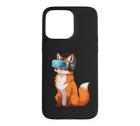 Custodia per iPhone 15 Pro Max Disegno di cartoni animati Fox Virtual Reality Gamer