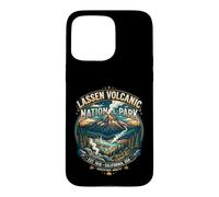 Custodia per iPhone 15 Pro Max Distintivo da viaggio retrò del Parco Nazionale Vulcanico della California di