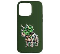 Custodia per iPhone 15 Pro Max Divertente dinosauro ibrido della fattoria dei dinosauri della mucca triceratopo