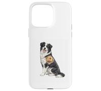 Custodia per iPhone 15 Pro Max Divertente disegno del tatuaggio a forma di cuore con cane, scherzo, motivo: Border Collie Dad