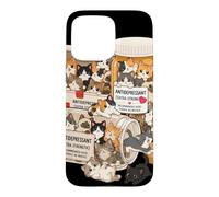 Custodia per iPhone 15 Pro Max Divertente gatto antidepressivo mamma papà bambini miao
