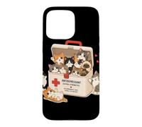 Custodia per iPhone 15 Pro Max Divertente gatto antidepressivo mamma papà bambini miao