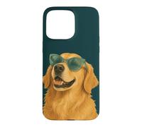 Custodia per iPhone 15 Pro Max Divertente Golden Retriever Occhiali da sole per amanti dei cani