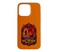 Custodia per iPhone 15 Pro Max Divertente Halloween Vado all'inferno e ritorno per il mio gatto