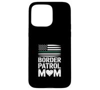 Custodia per iPhone 15 Pro Max Divertente mamma della pattuglia di frontiera che dice il cuore della bandiera americana