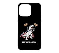 Custodia per iPhone 15 Pro Max Divertente T-Rex Red White & Feral Unstoppable T-Rex Hot Dog