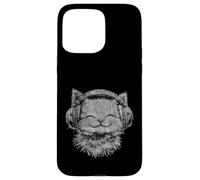 Custodia per iPhone 15 Pro Max DJ Gatti Grafica Design con Cuffie Halftone Musica