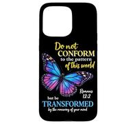 Custodia per iPhone 15 Pro Max Do Not Conform Romans 12:2 Christian Butterfly Dio Adorazione