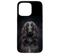 Custodia per iPhone 15 Pro Max dolce elegante nero afghano cane ironia levriero