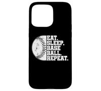 Custodia per iPhone 15 Pro Max Eat Sleep Baseball Repeat Softball Catcher Batter Baseballer