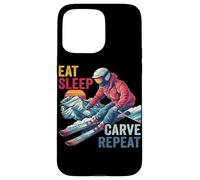 Custodia per iPhone 15 Pro Max Eat Sleep Carve Repeat - Ski driver Sunset Ski Design