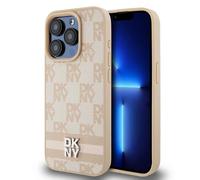 DKNY Rigida Dkny 6.7 " In Pelle A Quadretti Monostrada COVER per Apple iPhone 15 Pro Max, Rosa