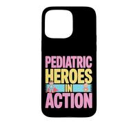 Custodia per iPhone 15 Pro Max Eroi pediatrici in azione, design colorato audace