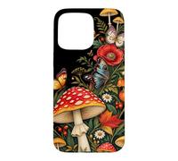 Custodia per iPhone 15 Pro Max Flora di funghi Amanita botanici vintage