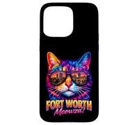 Custodia per iPhone 15 Pro Max Fort Worth Cat | Trendy Cool Hip Fun Gattino Occhiali da sole Amante