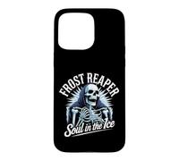 Custodia per iPhone 15 Pro Max Frost Reaper - Scheletro Gotico Blu Sunburst Morte Ghiaccio