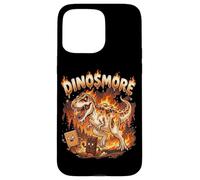 Custodia per iPhone 15 Pro Max Funny Camping Smores T-Rex Dinosaur Campfire S'mores Joke