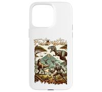Custodia per iPhone 15 Pro Max Futuristic Dinosaur Battle Sci Fi Action Art Warrior