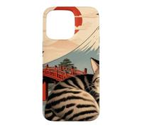 Custodia per iPhone 15 Pro Max Gatto assonnato giapponese che dorme al tempio