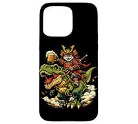 Custodia per iPhone 15 Pro Max Gatto samurai che cavalca la birra T Rex Beer, anime di gatti guerrieri giapponesi