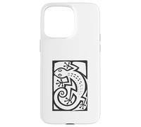 Custodia per iPhone 15 Pro Max Gecko Linocut Style Minimalista Animal Art
