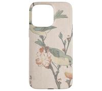 Custodia per iPhone 15 Pro Max Giapponese Art Birds Occhi bianchi su un ramo di pesco