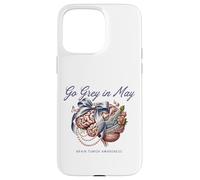 Custodia per iPhone 15 Pro Max Go Grey in May Cervello Tumor Awareness Fiocco Floreale