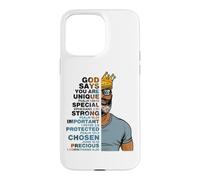 Custodia per iPhone 15 Pro Max God Says You Are Unique Black Men King Dad Nonno Padre