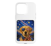 Custodia per iPhone 15 Pro Max Golden Lab Retriever Dog USA Flag Occhiali American Art