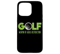 Custodia per iPhone 15 Pro Max Golf divertente erba distruzione con pallina da golf grafica