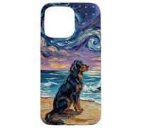 Custodia per iPhone 15 Pro Max Gordon Setter Starry Night Beach Dog Opera d'arte