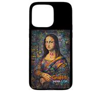 Custodia per iPhone 15 Pro Max Graffiti Mona Lisa Pop Art - Colorful Street Art Masterpiece
