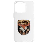 Custodia per iPhone 15 Pro Max Grafica del distintivo Wilderness, The Mountains Are Calling