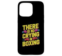 Custodia per iPhone 15 Pro Max Guantoni da boxe divertenti retrò con scritta in lingua inglese "There Is No Crying
