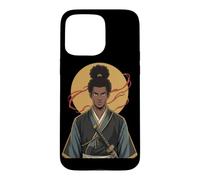 Custodia per iPhone 15 Pro Max Guerriero Samurai africano Katana Black History Month Bushido