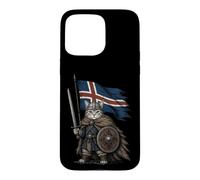 Custodia per iPhone 15 Pro Max Guerriero vichingo islandese Bandiera Islanda Mitologia norrena