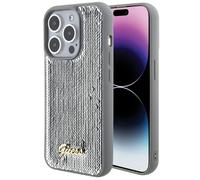 Custodia per iPhone 15 Pro Max Guess con paillettes e scritta in metallo color a