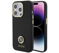 CG MOBILE Guess - Custodia per iPhone 15 Pro Max, in silicone, con logo 4G, antigraffio, resistente alle cadute, antiurto, protezione completa e sottile, colore nero