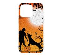 Custodia per iPhone 15 Pro Max Halloween Horror Il mio cane caccia zombi cimitero divertente spaventoso