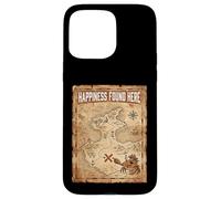 Custodia per iPhone 15 Pro Max Happiness Found Here Vintage Pirate Map Crab