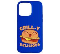 Custodia per iPhone 15 Pro Max Happy Kawaii Burger Foodie alla griglia