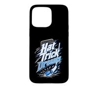 Custodia per iPhone 15 Pro Max Hat Trick Dreams Giocatore Hockey Puck Bastoni