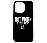 Custodia per iPhone 15 Pro Max Hot Work Never Stops Welder Welding Blue Collar Job Work
