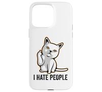 Custodia per iPhone 15 Pro Max I Hate People Sign,Funny Cat Giving the Finger Flipping Off