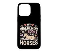 Custodia per iPhone 15 Pro Max I miei fine settimana sono libri e cavalli carino pony