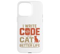 Custodia per iPhone 15 Pro Max I write code so my cat can have a better life funny geek