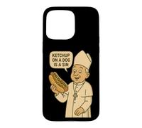 Custodia per iPhone 15 Pro Max Il ketchup su un cane è un peccato Chicago Hot Dog Da Pope Design